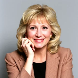 DALL·E 2024-10-30 10.25.45 - A digital portrait of a woman resembling Teri Garr, a famous Hollywood actress. The woman should be smiling warmly, with medium-length blonde hair sty